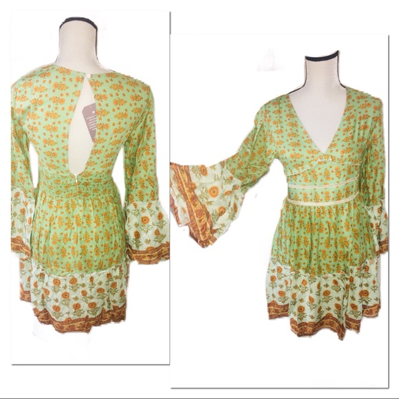 • HP•LAST 1•Boho Flare Sleeve Autumn Dress • - Picture 3 of 8